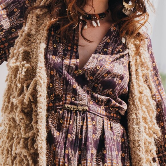 ISLA IBIZA BONITA LONG FRINGED GILET WAISTCOAT - BNWT - XXL - CAMEL - Picture 3 of 10